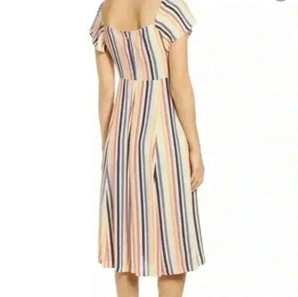 Leith Striped Keyhole Front Tie Midi Dress size xs - Picture 4 of 15